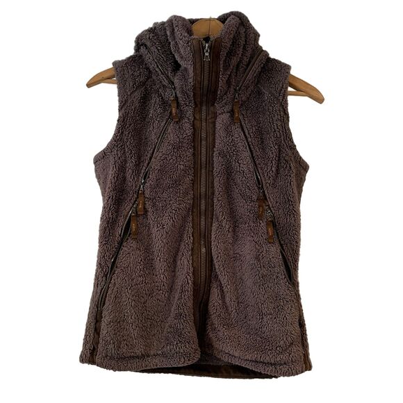 Kuhl Brown High Pile Fleece Vest Hoodie Small Gorpcore Outdoors WInter - Picture 5 of 13